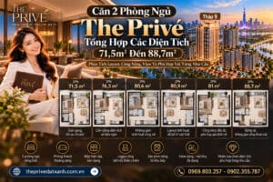 Căn 2 Phòng Ngủ The Privé – Tổng Hợp Các DT 71,5m² Đến 88,7m²
